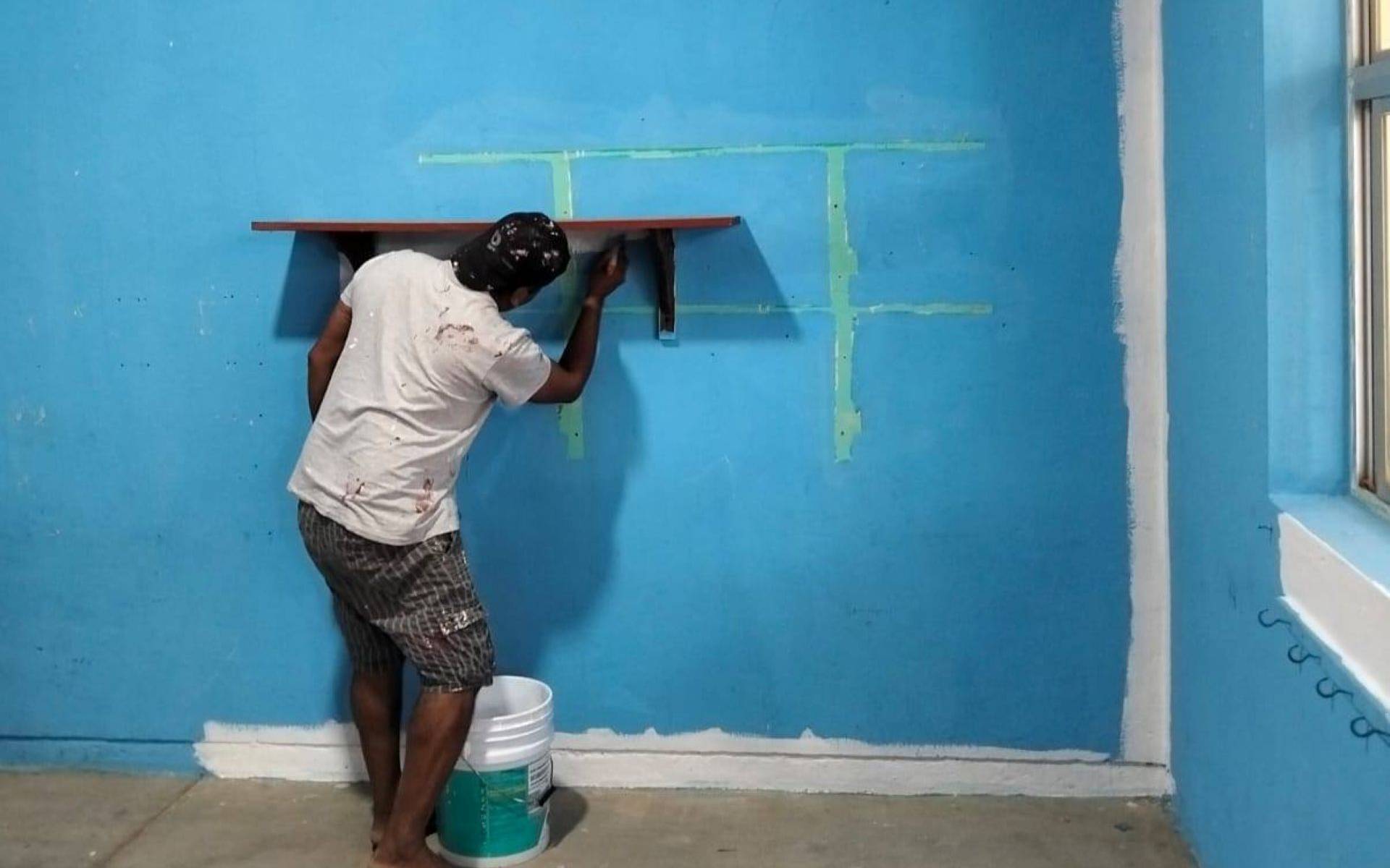 Trabajos de mejoramiento en el jardín de niños Rufino Tamayo.